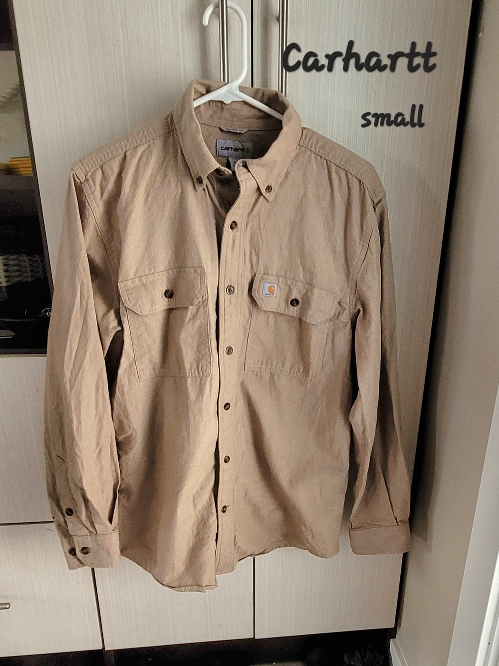 Carhartt Small Tan Button-Down Work Shirt